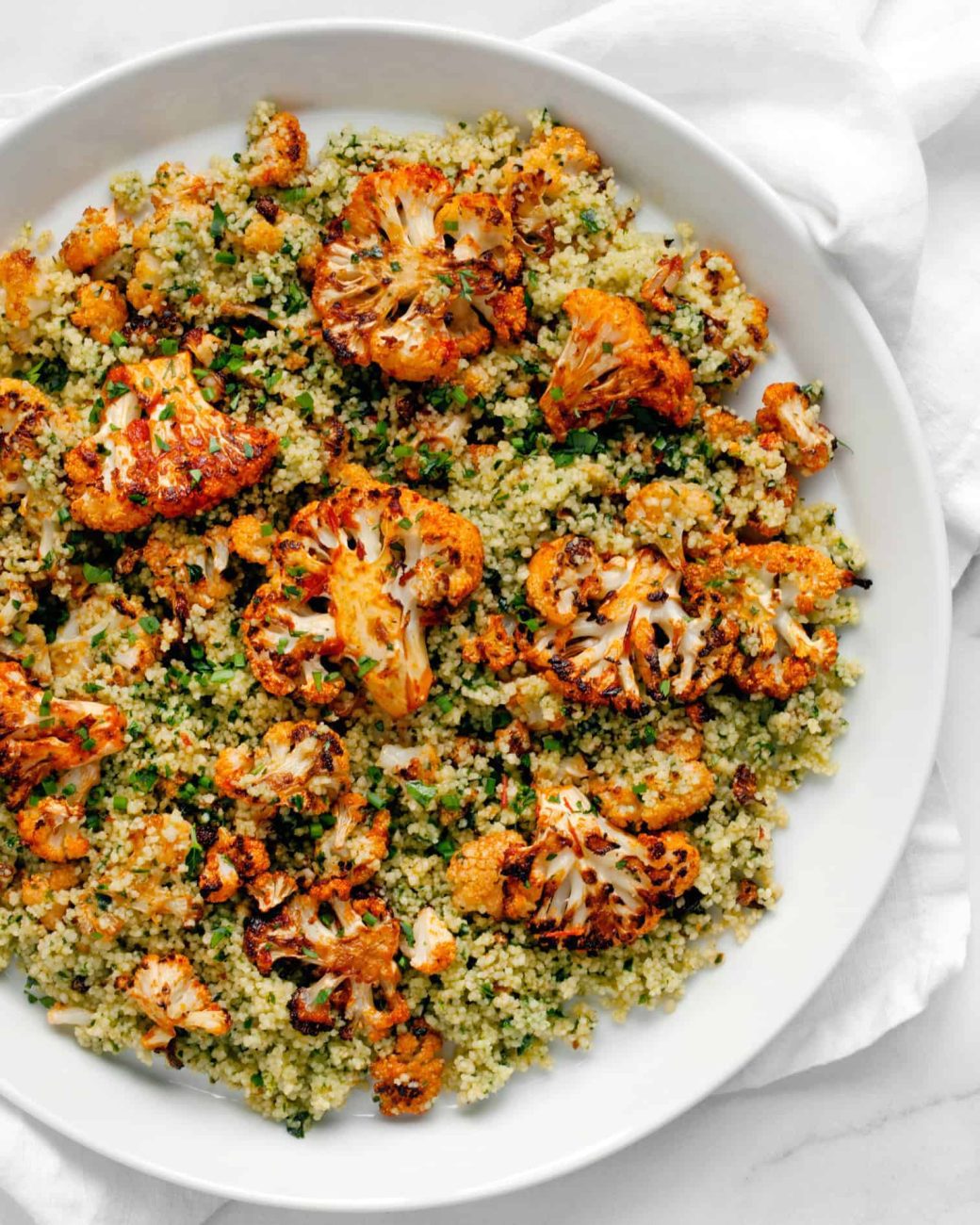 baked couscous with cauliflower