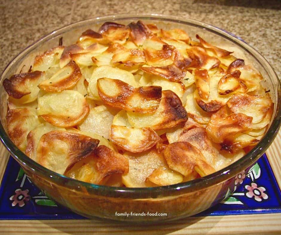 european sliced potato hot casserole dish recipe