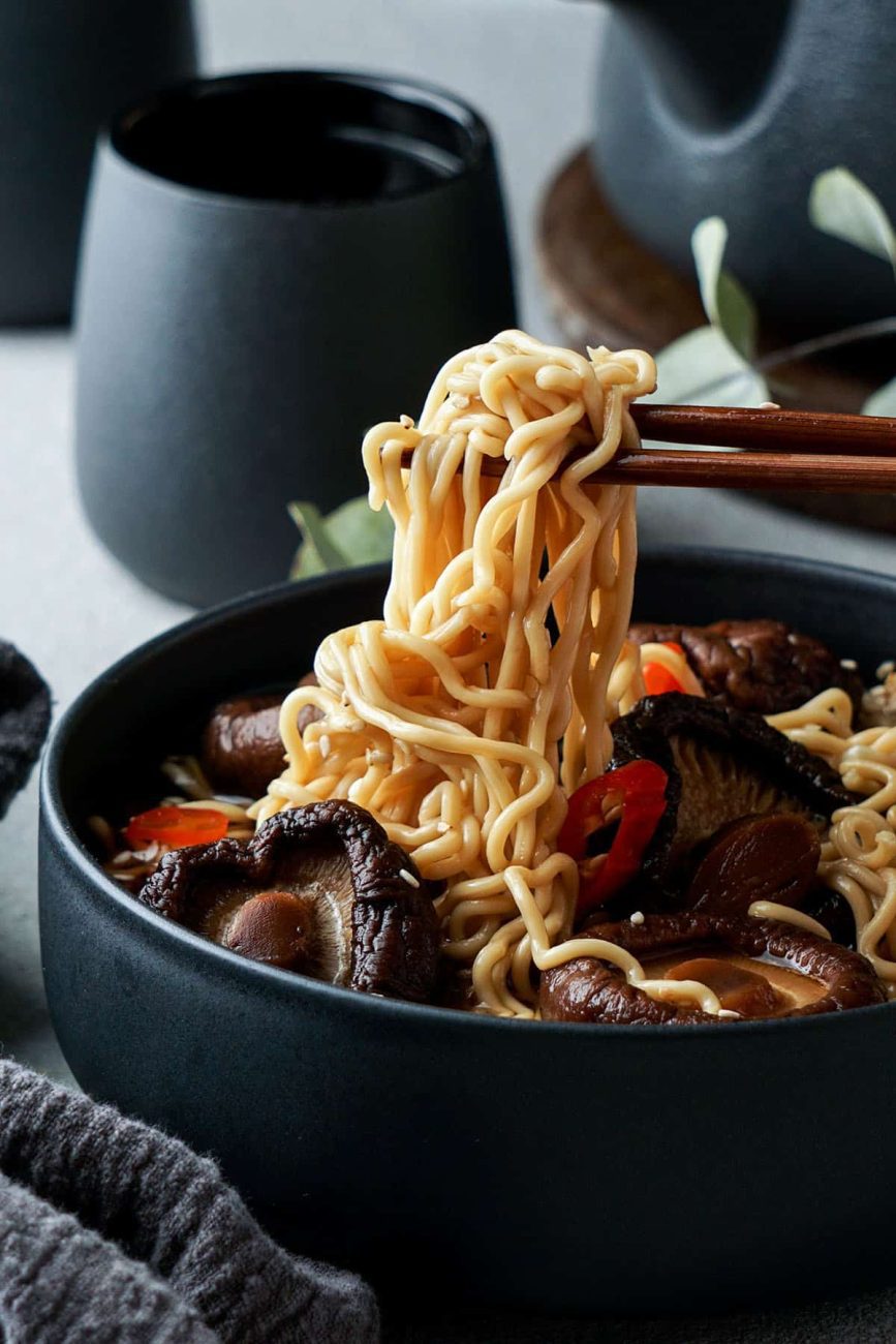 mushroom soup with noodles