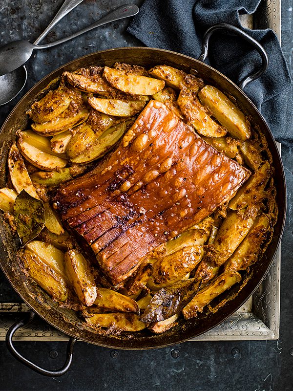 baked pork belly with paprika crust