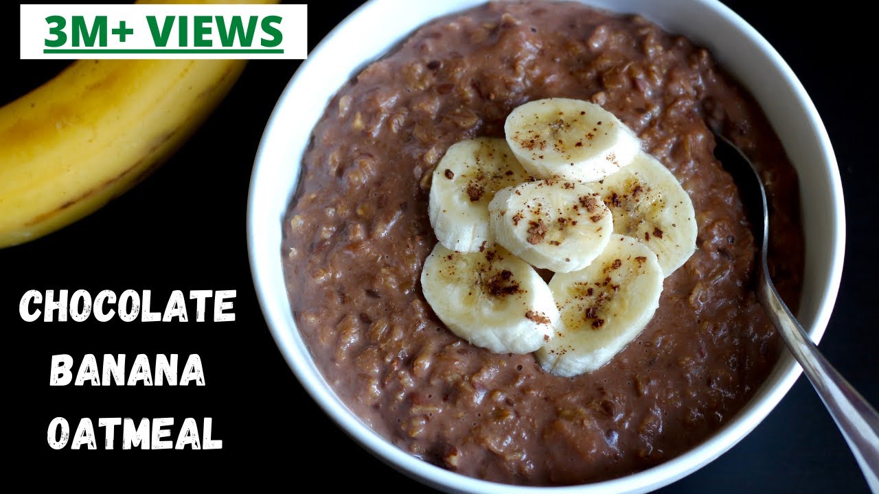 cold oat porridge with banana and cocoa