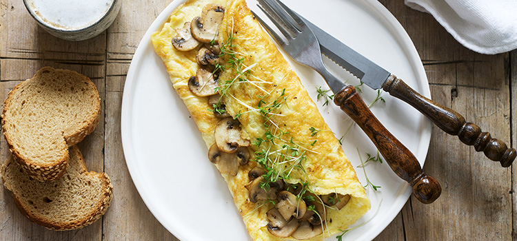 egg omelette with mushrooms and ermine