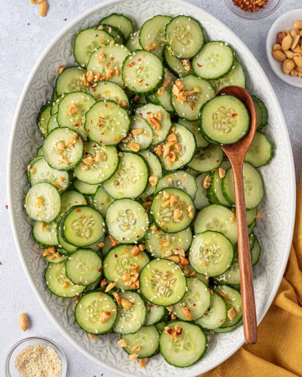 fried courgette with summer cucumber salad