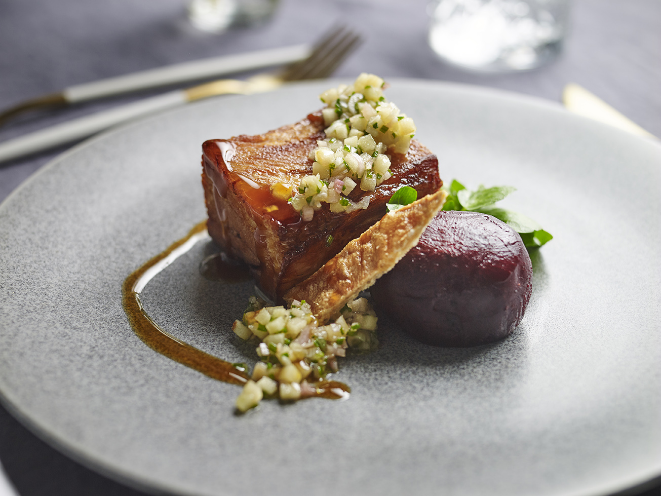 pork with beetroot