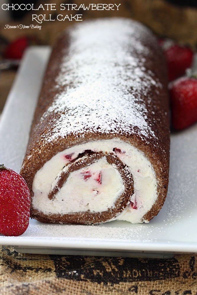 sponge cake roll with whipped cream and strawberries the most beautiful and easiest roll