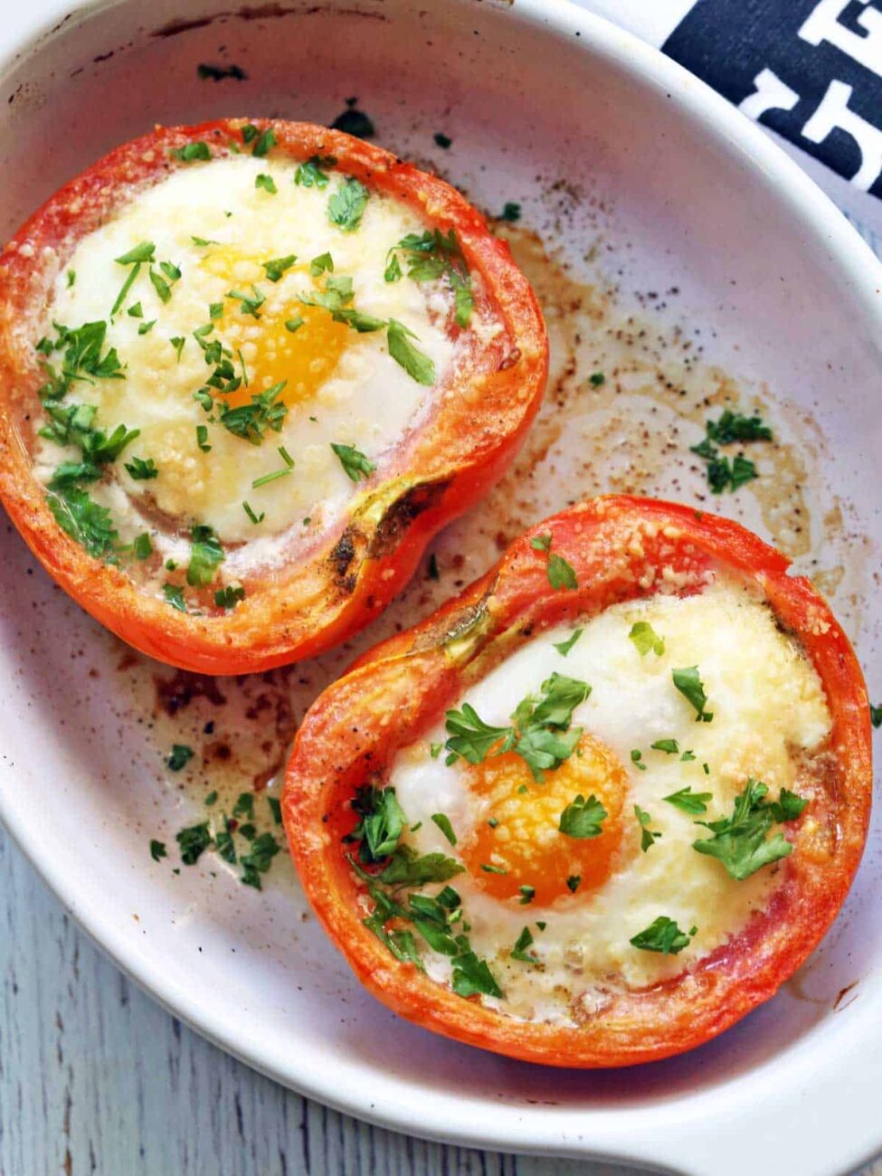 baked tomatoes stuffed with eggs