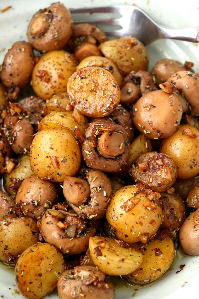 potato balls with mushrooms